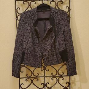 EXPRESS Gray/Black Leopard Moto Jacket - Small‎